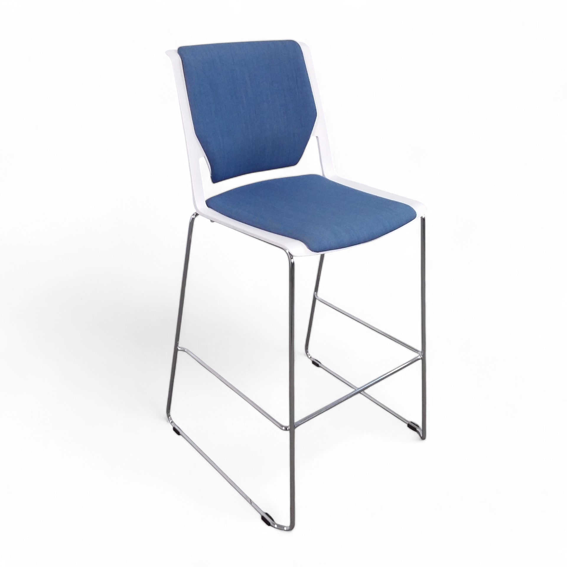 Tabouret de bar Haworth Very Comforto (Bleu, Normalement utilisé, Patins en plastique, sans accoudoirs)