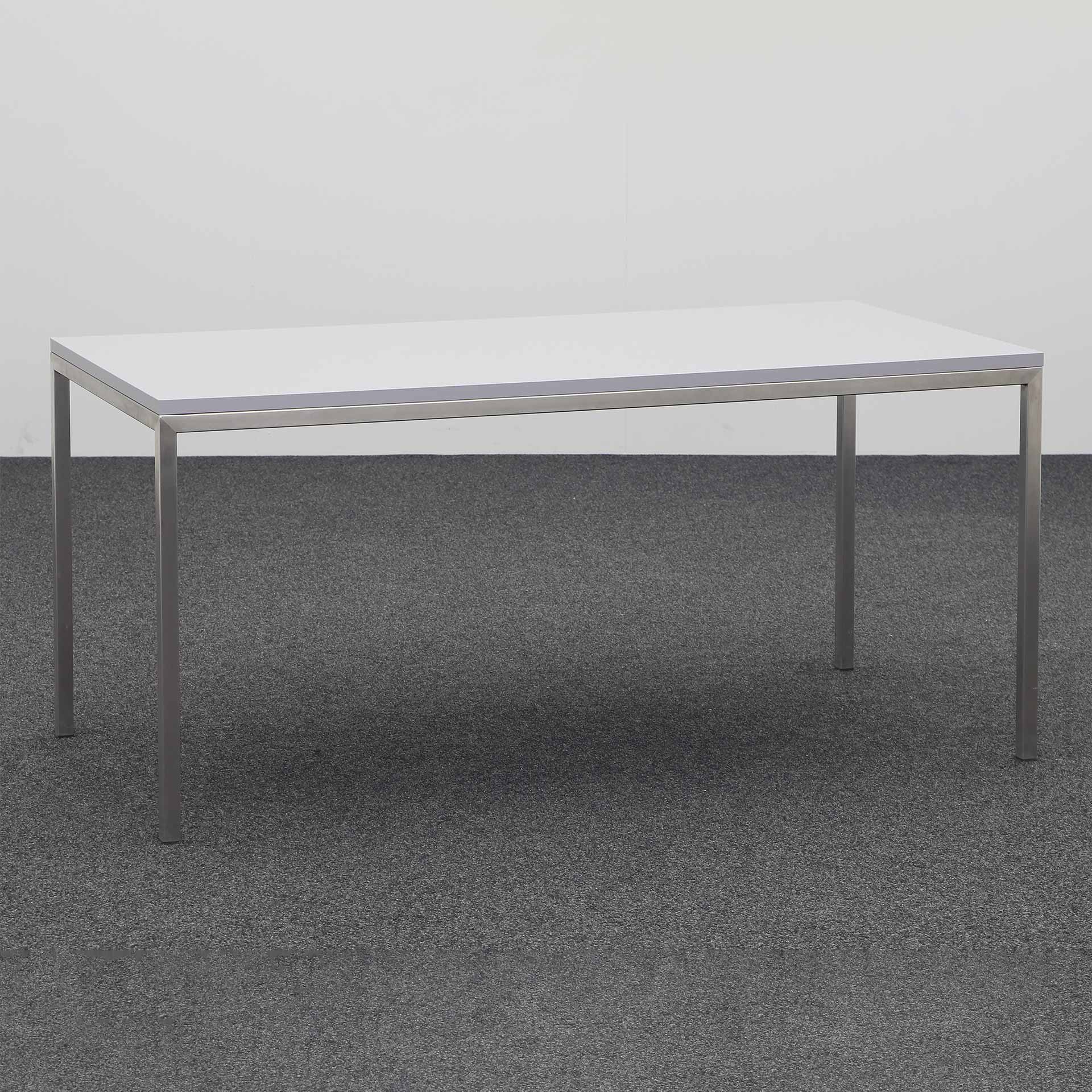 Tables de bureau avec piétement en acier chromé (Gris clair, Très bon, 160x80, Chromé, Chromé)