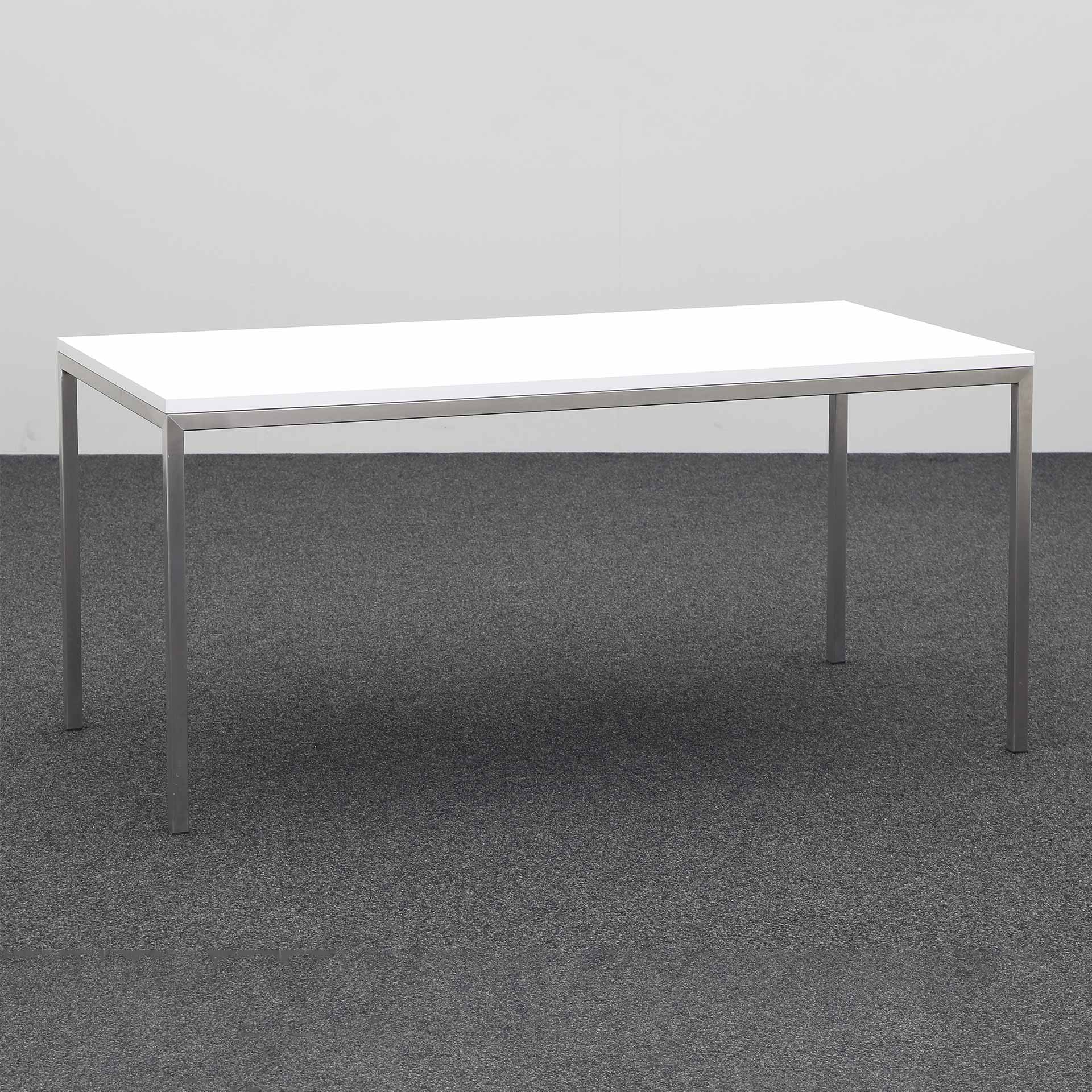 Tables de bureau avec piétement en acier chromé (Blanc, Très bon, 160x80, Chromé, Chromé)