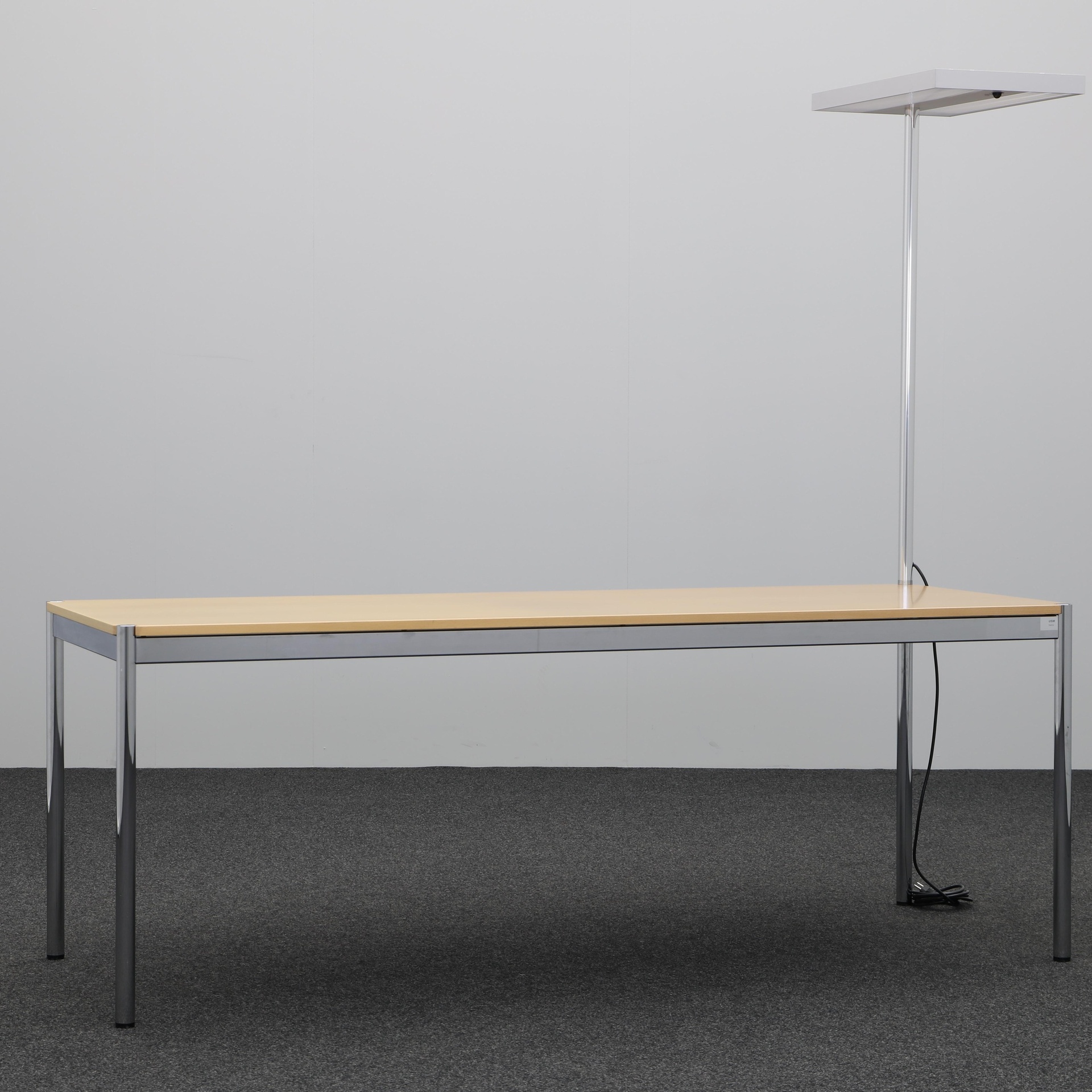 Desks USM Haller (Beech, Normal used, 200x75, Chrome-plated, Chrome-plated)