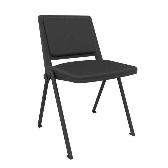 Chaises à 4 pieds LAS F01 (Noir, Nouveau, Patins en plastique, sans accoudoirs)