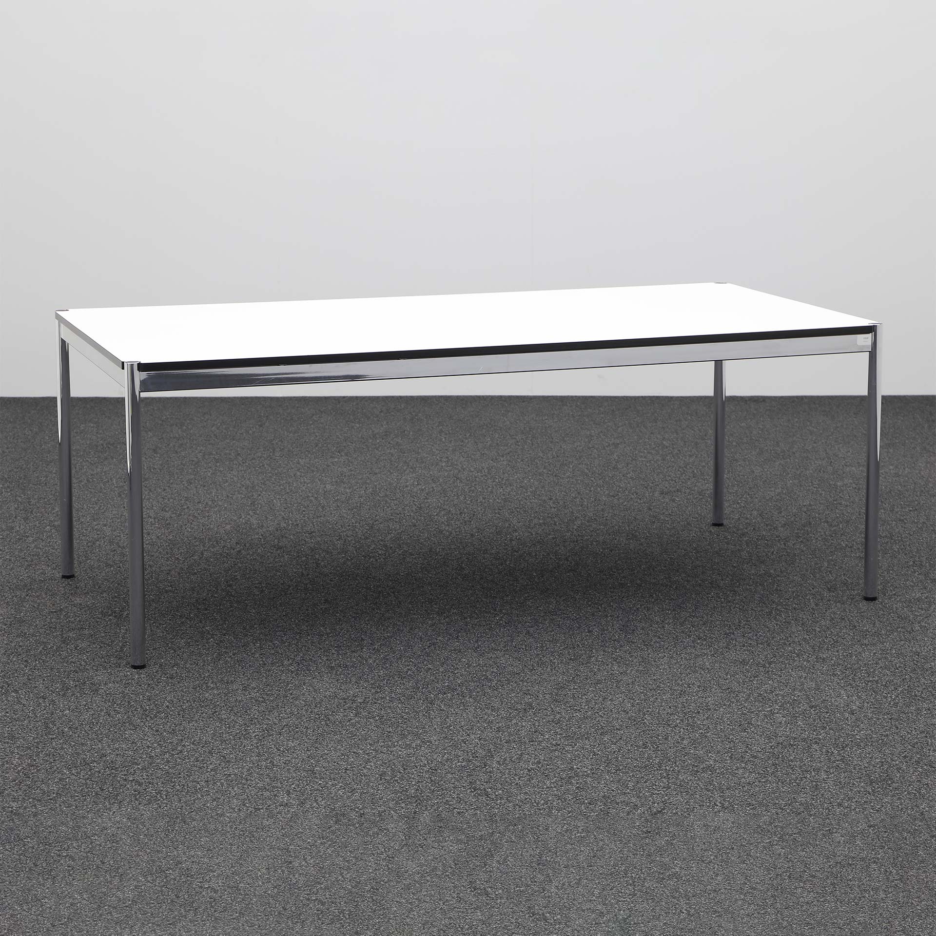 Design conference table USM Haller (Light gray, Normal used, 200x100, Chrome-plated, Chrome-plated)