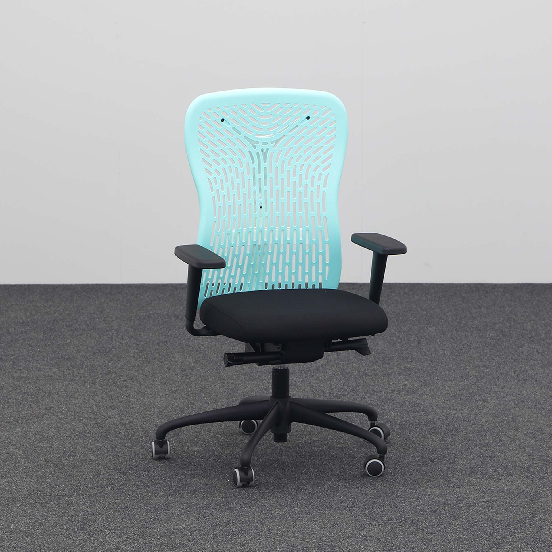 Chaises de bureau False Moving Chairs (Bleu, Nouveau, Roulettes pour sols durs, 1D Accoudoirs)