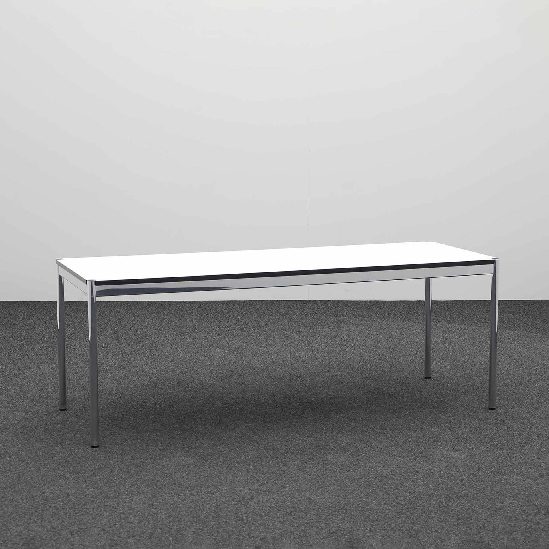 Conference tables USM Haller (Light gray, Normal used, 200x75, Chrome-plated, Chrome-plated)