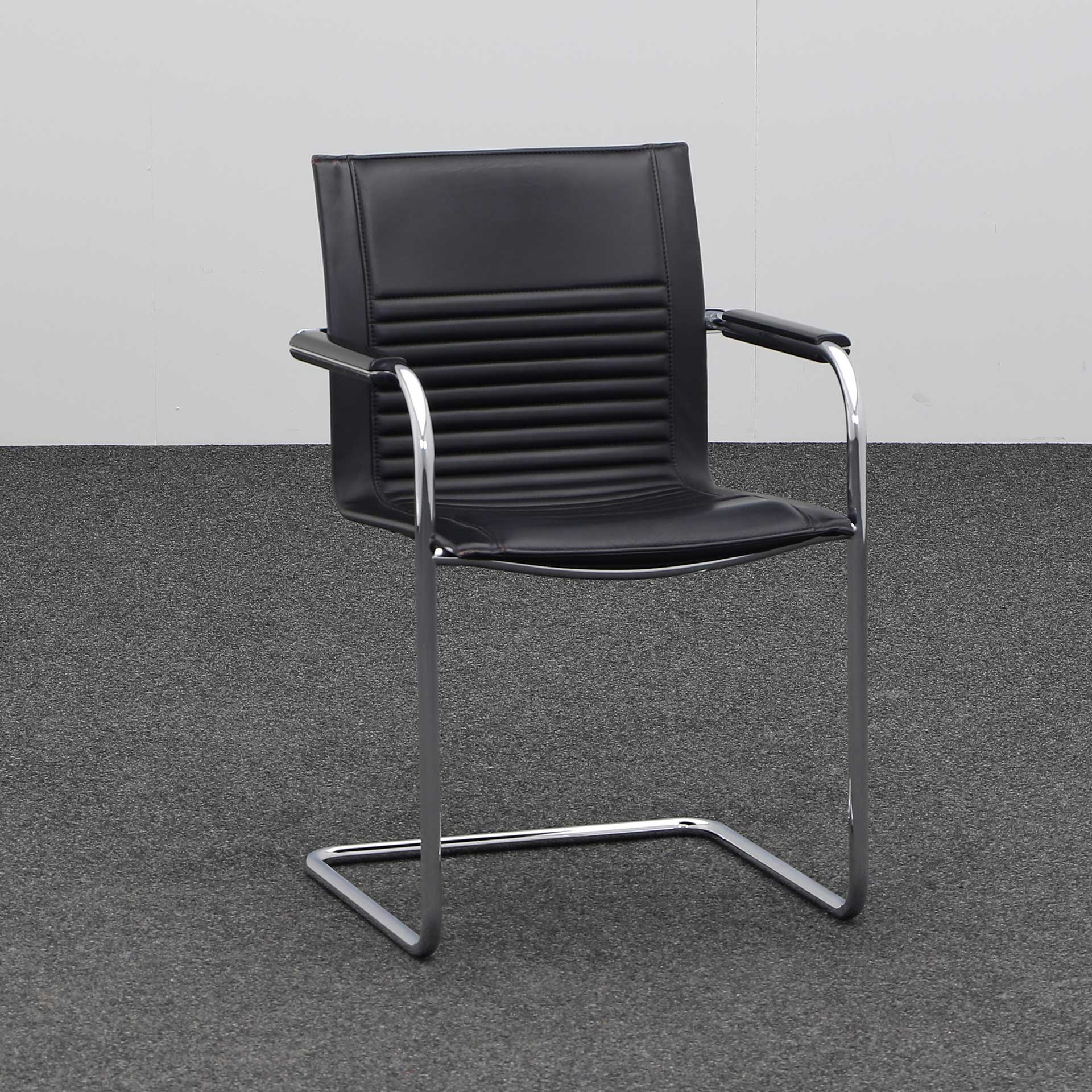 Freischwinger Walter Knoll Art Collection mit Armauflagen Holz (Schwarz, Gut, Kunststoffgleiter, Fixarmlehnen)