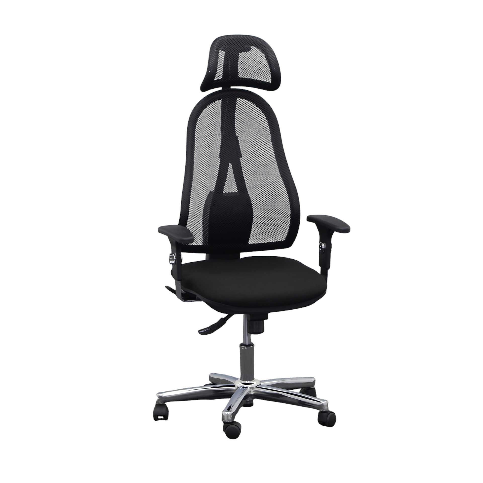 Topstar High Life office chair (Black, New, Carpet castors, 1D Armrests)