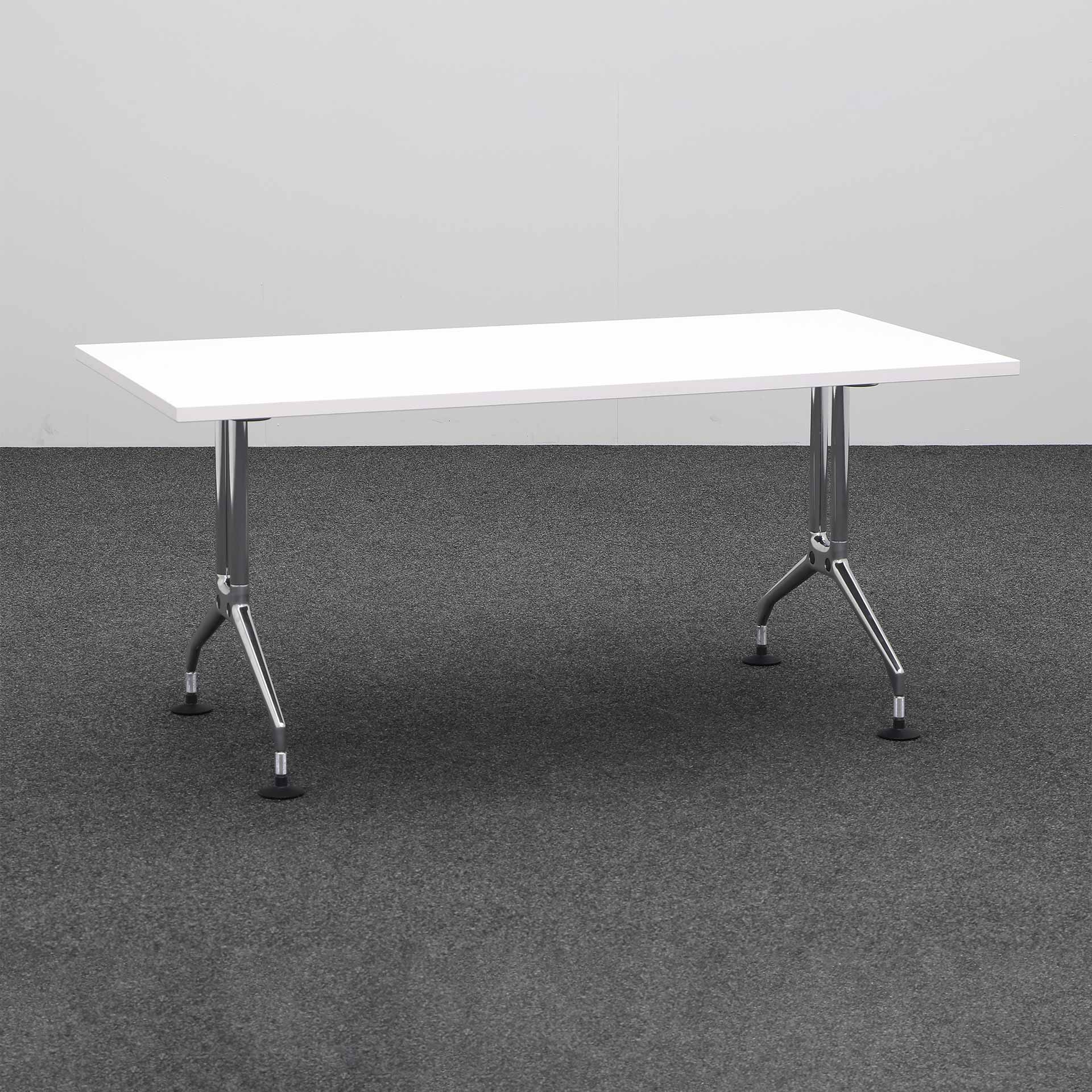 Tables de bureau Vitra Ad Hoc (Blanc, Normalement utilisé, 160x80, Chromé, Chromé)