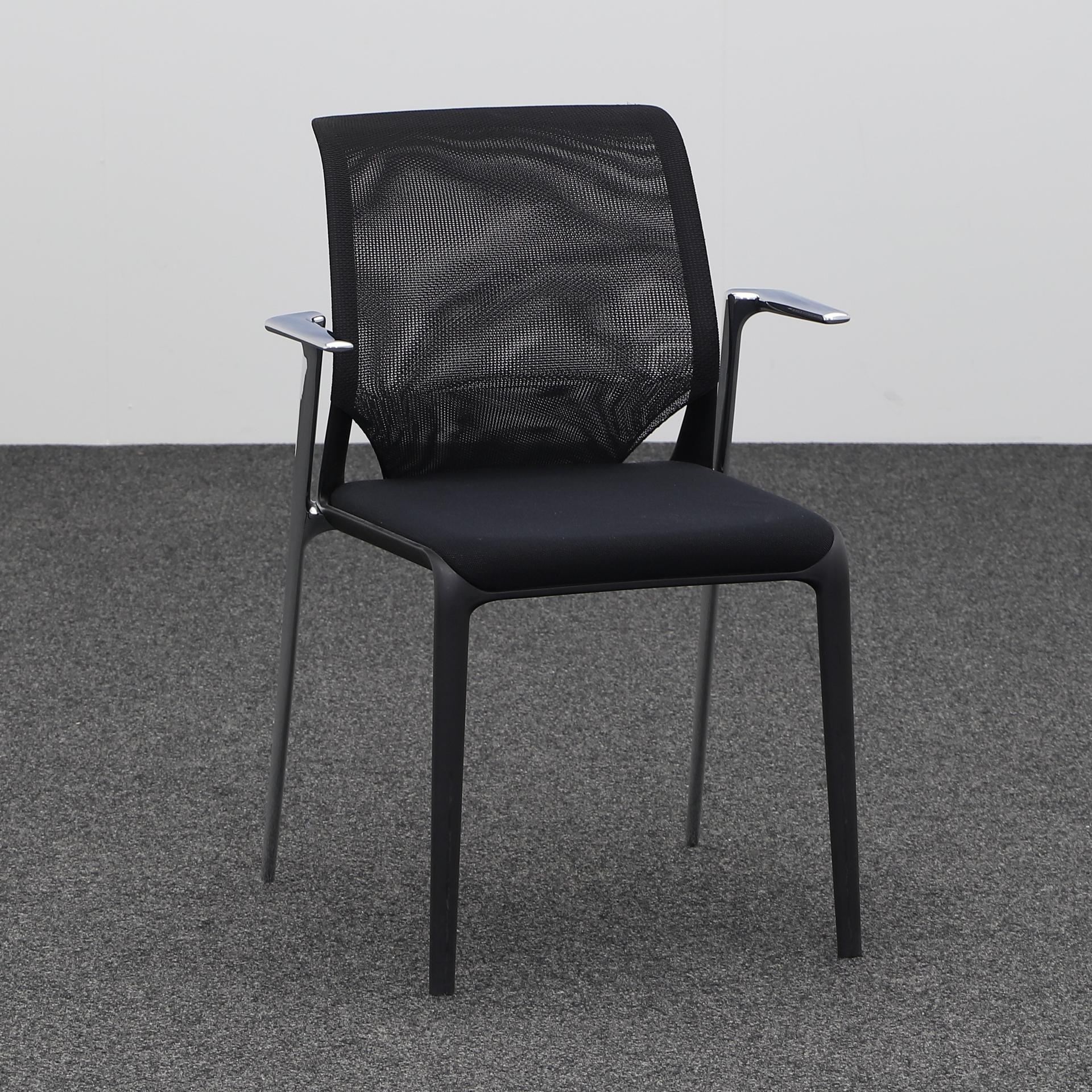 4-Fuss Stühle Vitra Meda Slim (Schwarz, Gut, Kunststoffgleiter, Fixarmlehnen)