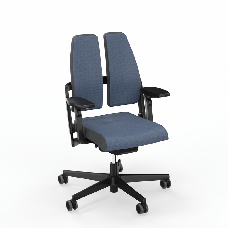 Chaises de bureau Sitag SitagXilium DuoBack (Bleu, Nouveau, Roulettes pour sols durs, Accoudoirs 4D)