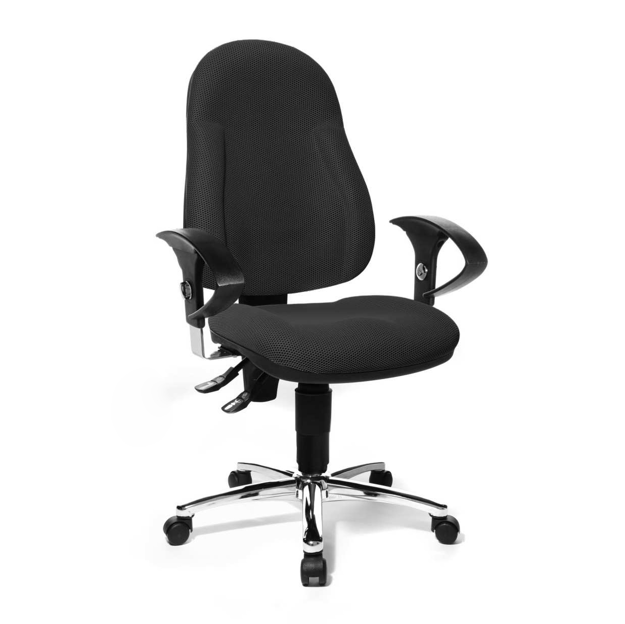 Bürodrehstuhl Topstar Wellpoint 10 Deluxe (Schwarz, Neu, Teppichrollen, 2D Armlehnen)