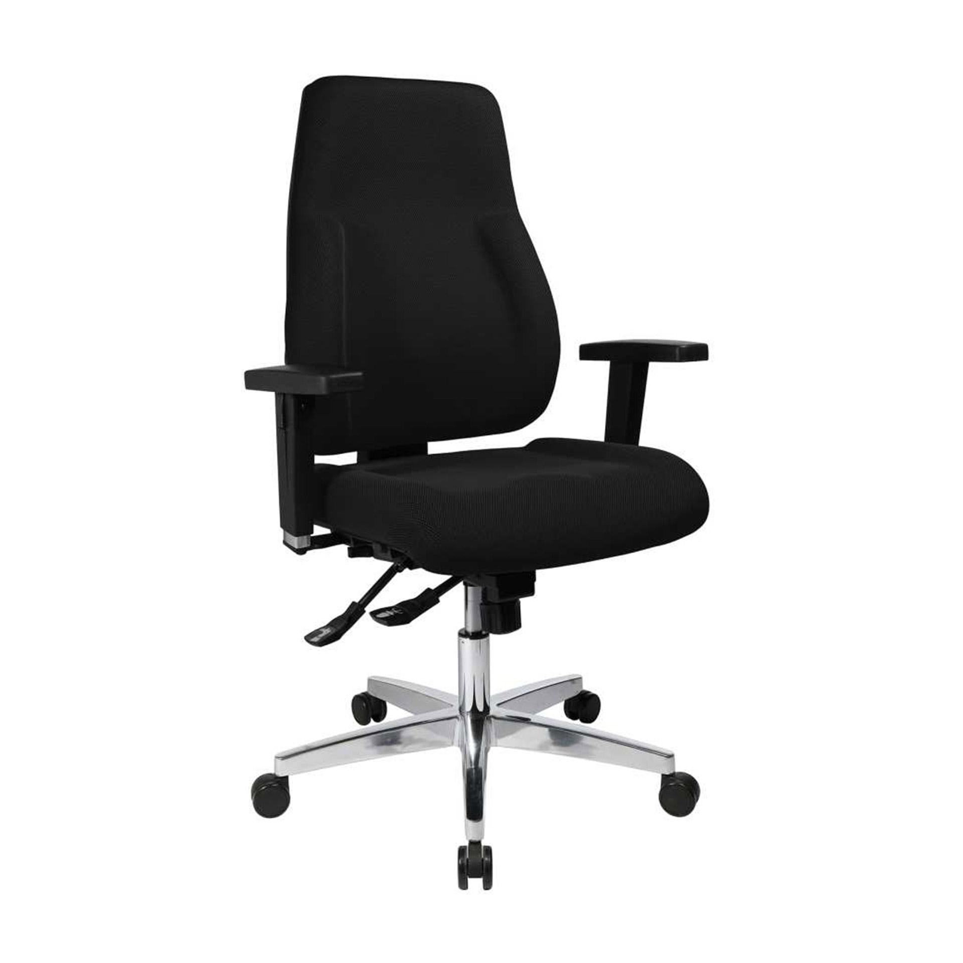 Chaise de bureau pivotante Topstar P91 (Noir, Nouveau, Rouleaux de moquette, 2D Accoudoirs)