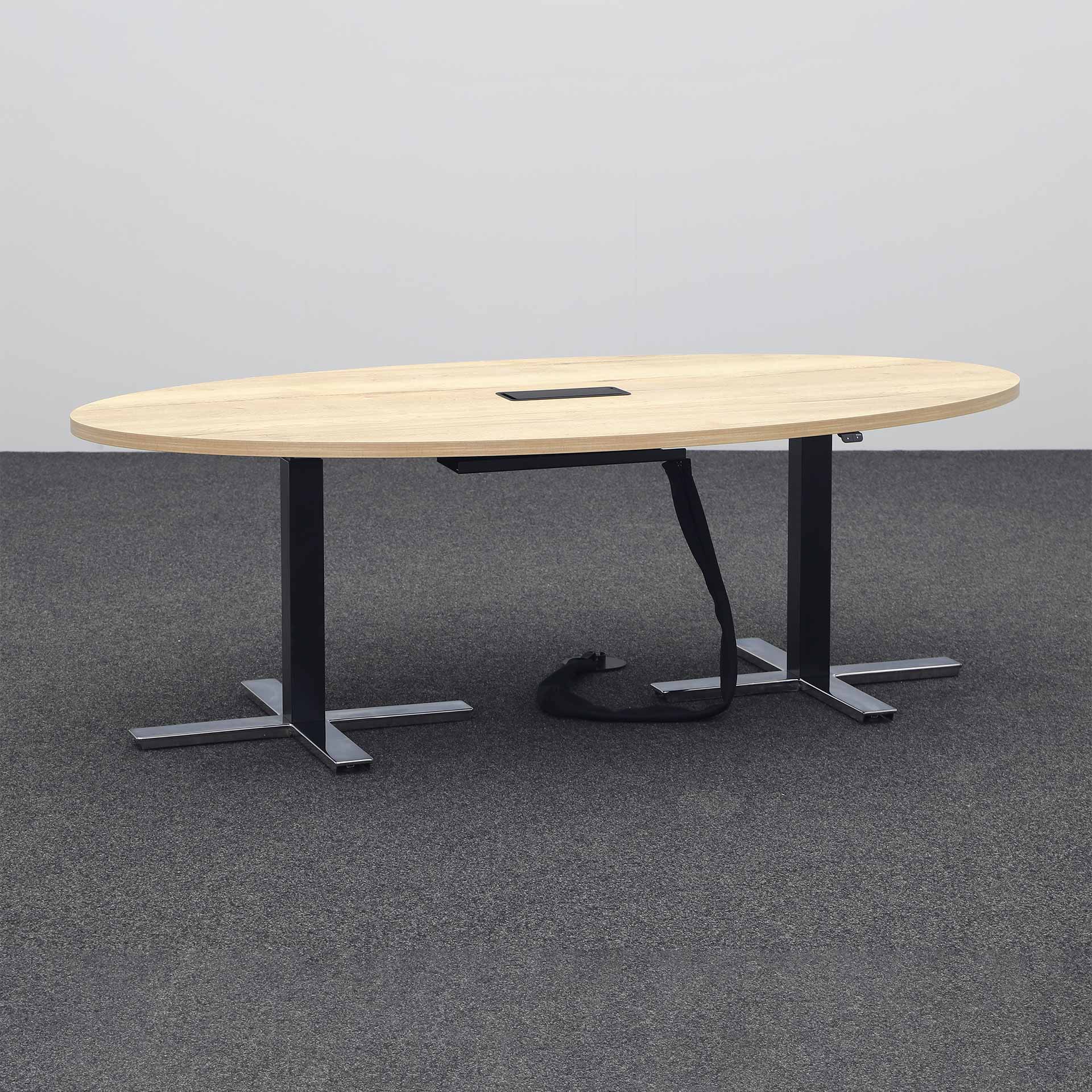 Tables de conférence debout Bralco Winglet (Chêne, Nouveau, 200x104, Chromé, Noir)