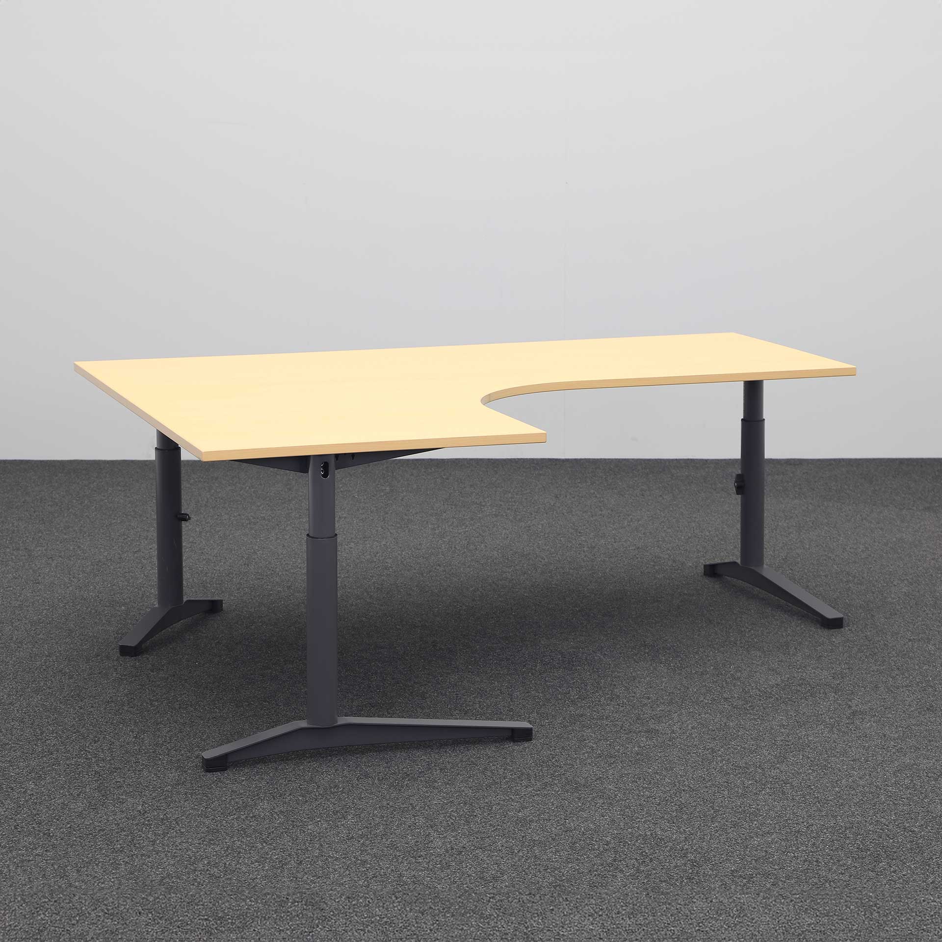 Eckschreibtische Steelcase (Buche, Normal Gebraucht, 200x160, Anthrazit)