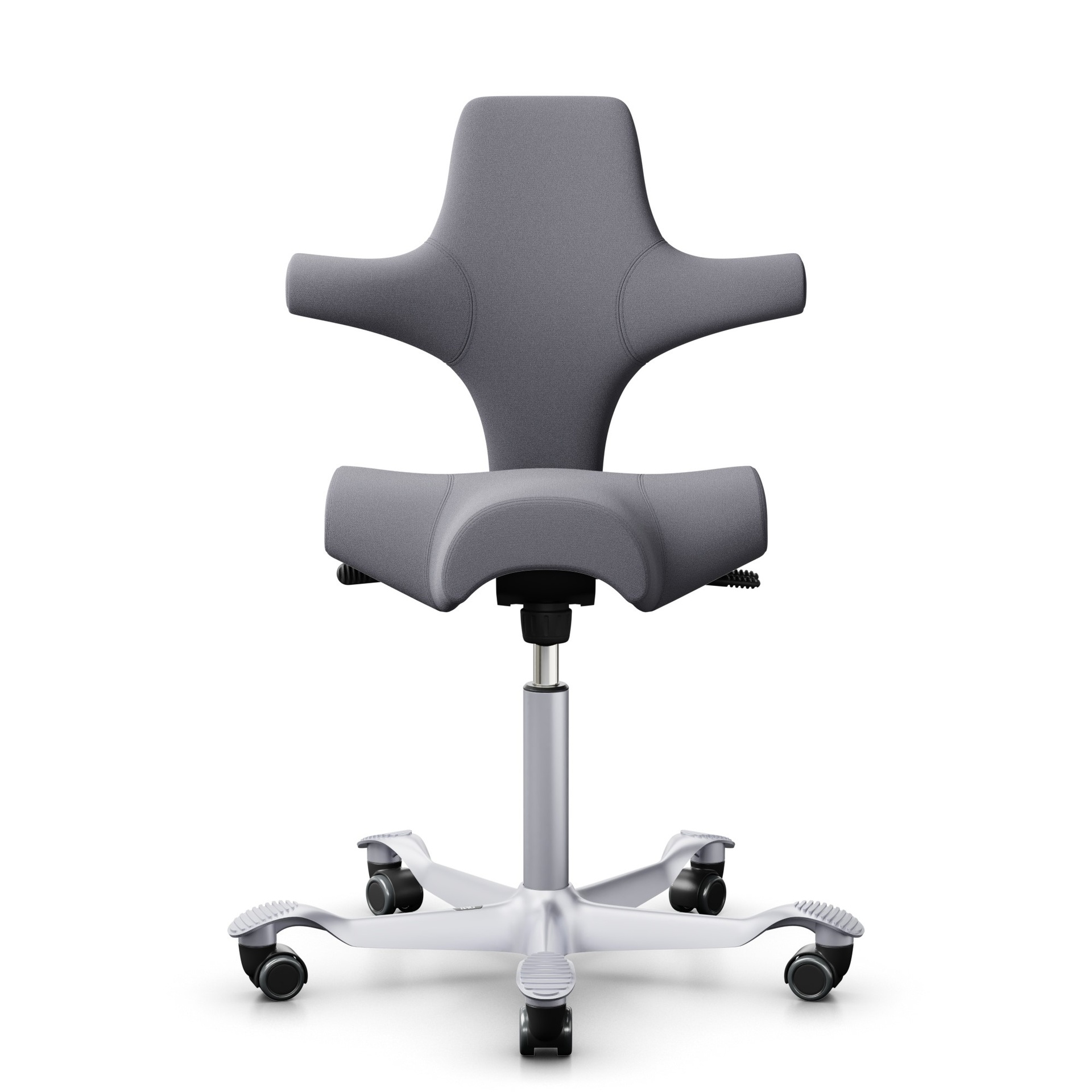 Chaises de bureau pivotantes HAG Capisco 8106 (Gris, Nouveau, Gris argenté, Roulettes pour sols durs, sans)