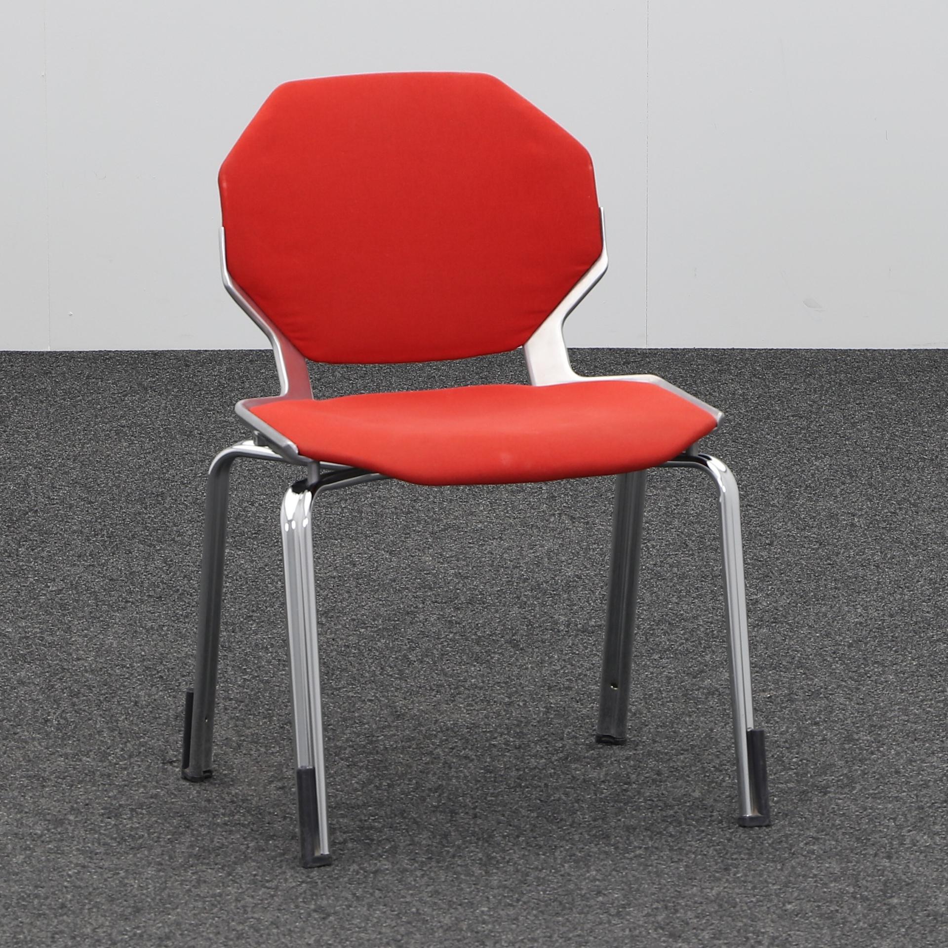 4-leg chairs Fröscher (Red, Normal used, Plastic glides, without)