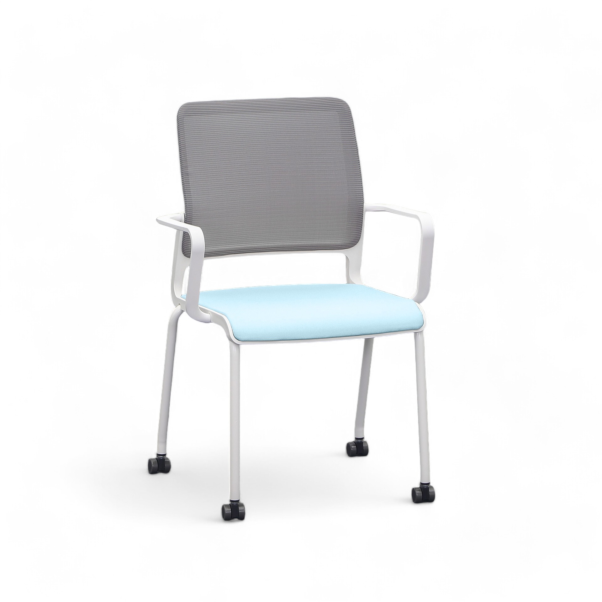 Chaises à 4 pieds Sitag SitagXilium Mesh (Bleu, Nouveau, Roulettes pour sols durs, Accoudoirs fixes)