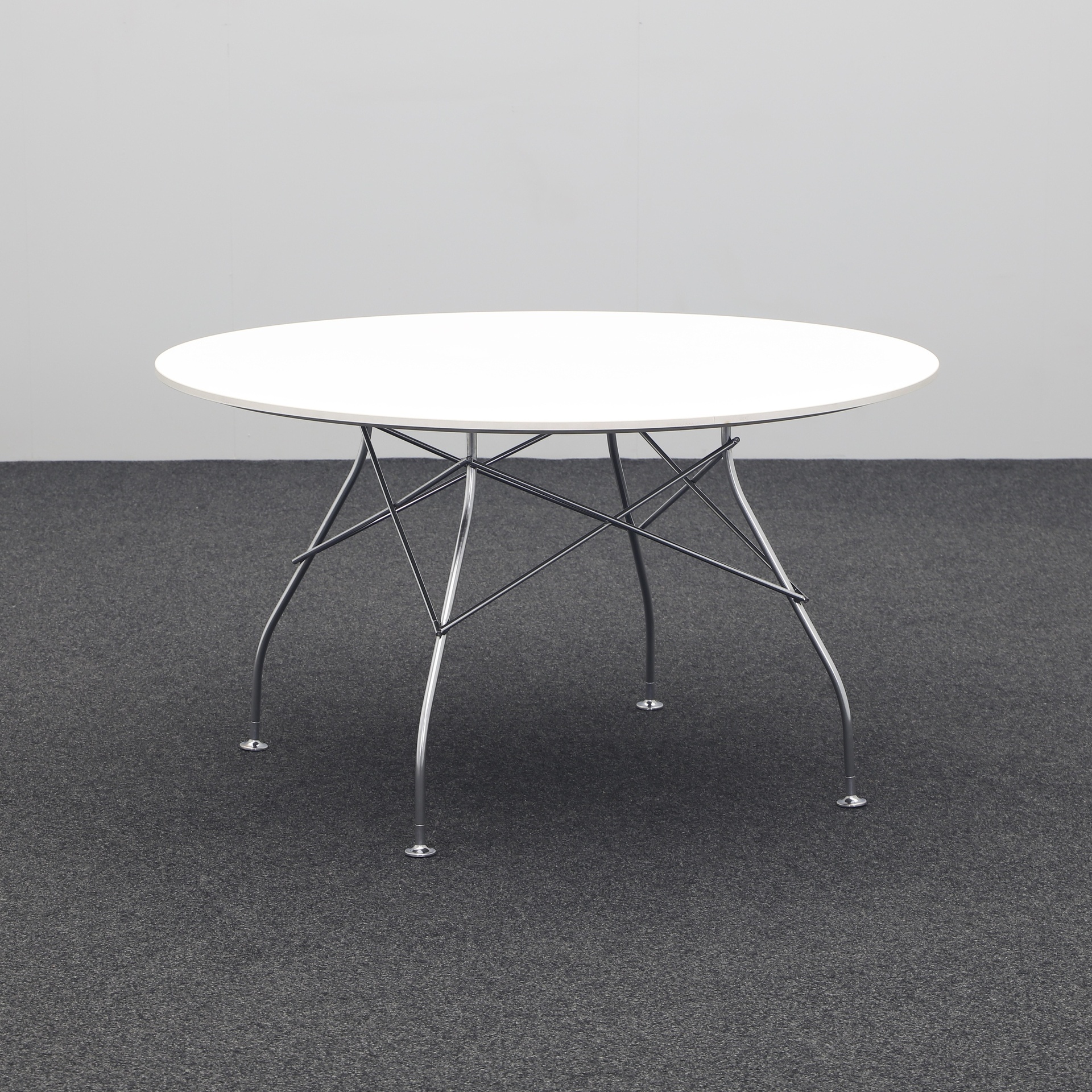 Tables de conférence Kartell Glossy (Blanc, Normalement utilisé, 130x130, Chromé)