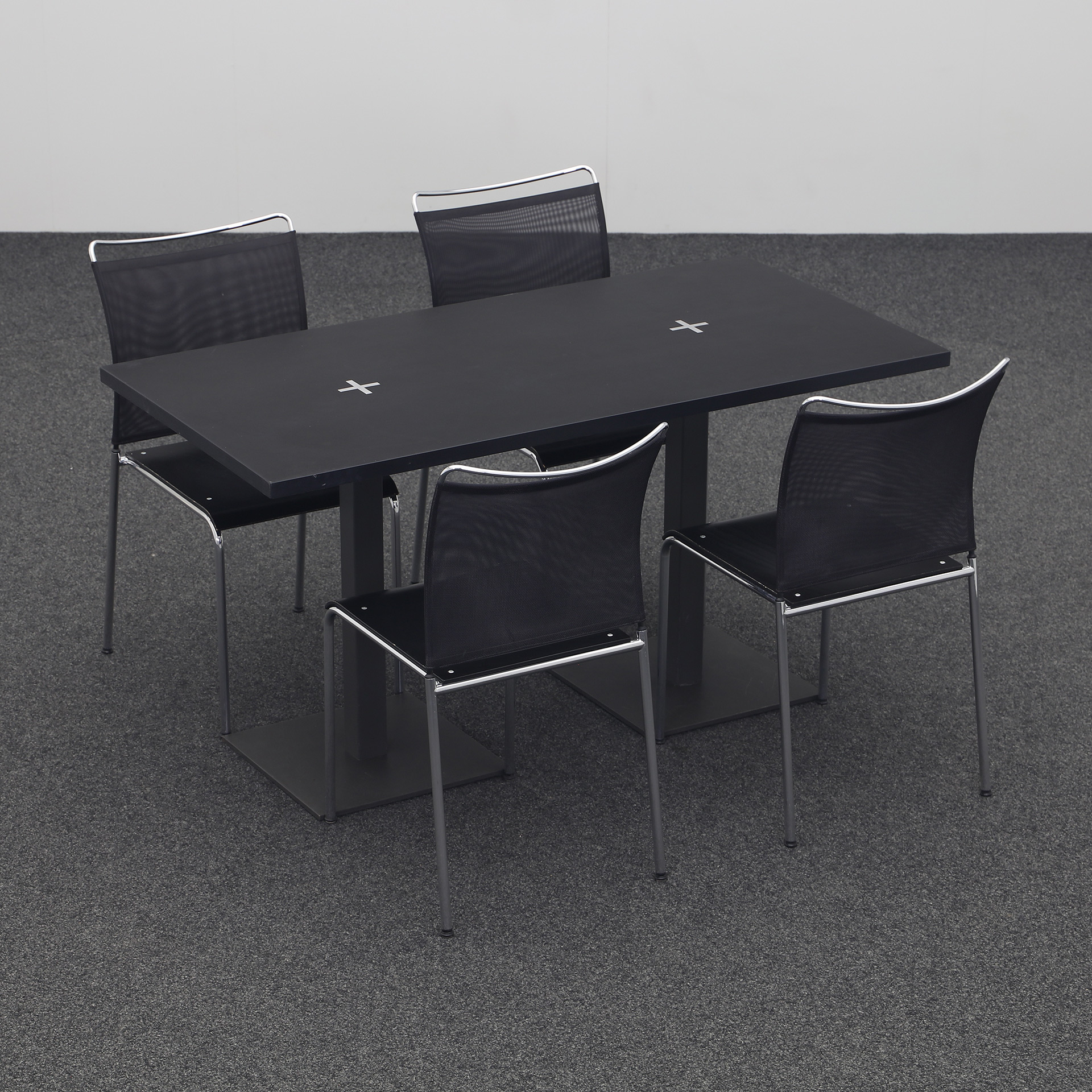 Bistro table with Dietiker Satu chairs (Black, Normal used, 140x70, Anthracite)