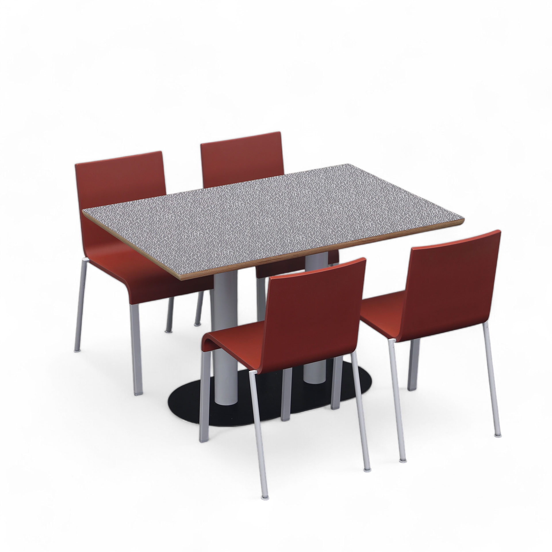 Bistrotisch mit Vitra .03 Stühle (Anthrazit, Normal Gebraucht, 120x80, Silbergrau)