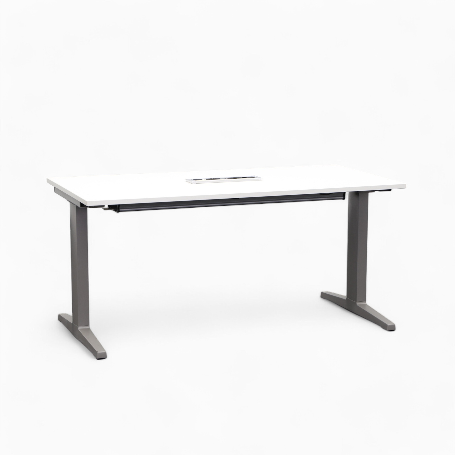 Conference table with Haworth multimedia bar (White, Normal used, 160x80, Anthracite, Silver gray)