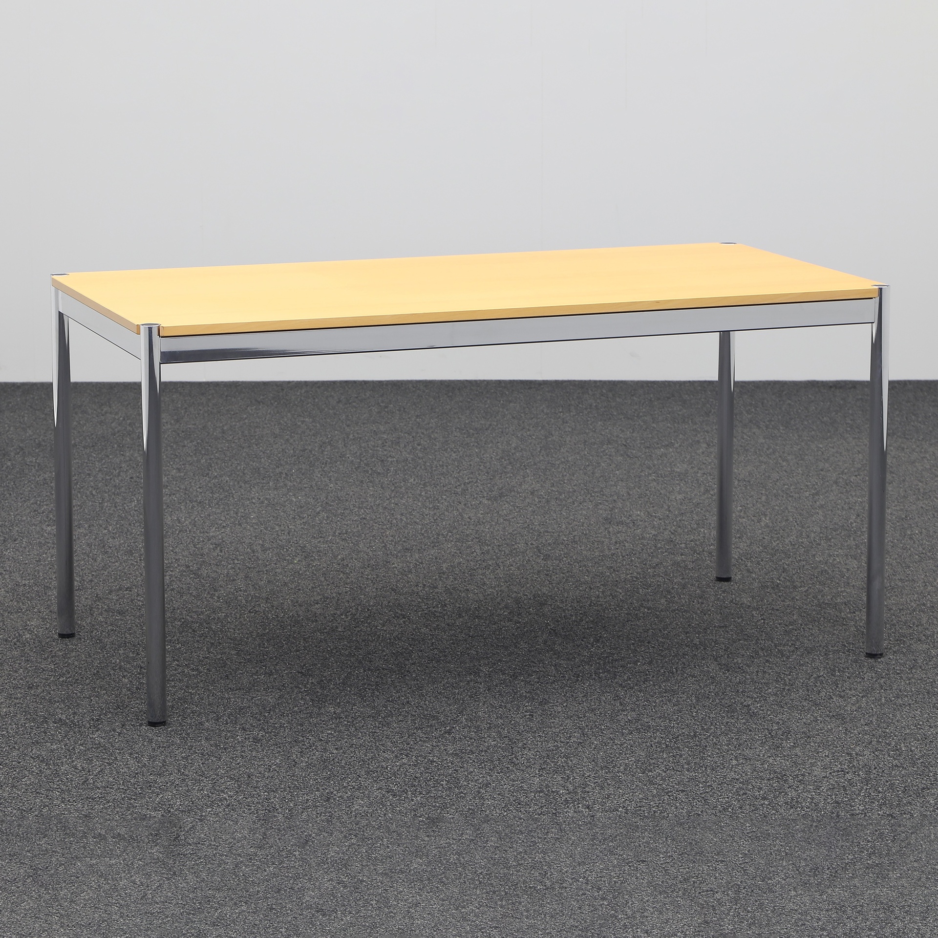 Conference tables USM Haller (Beech, Normal used, 150x75, Chrome-plated, Chrome-plated)