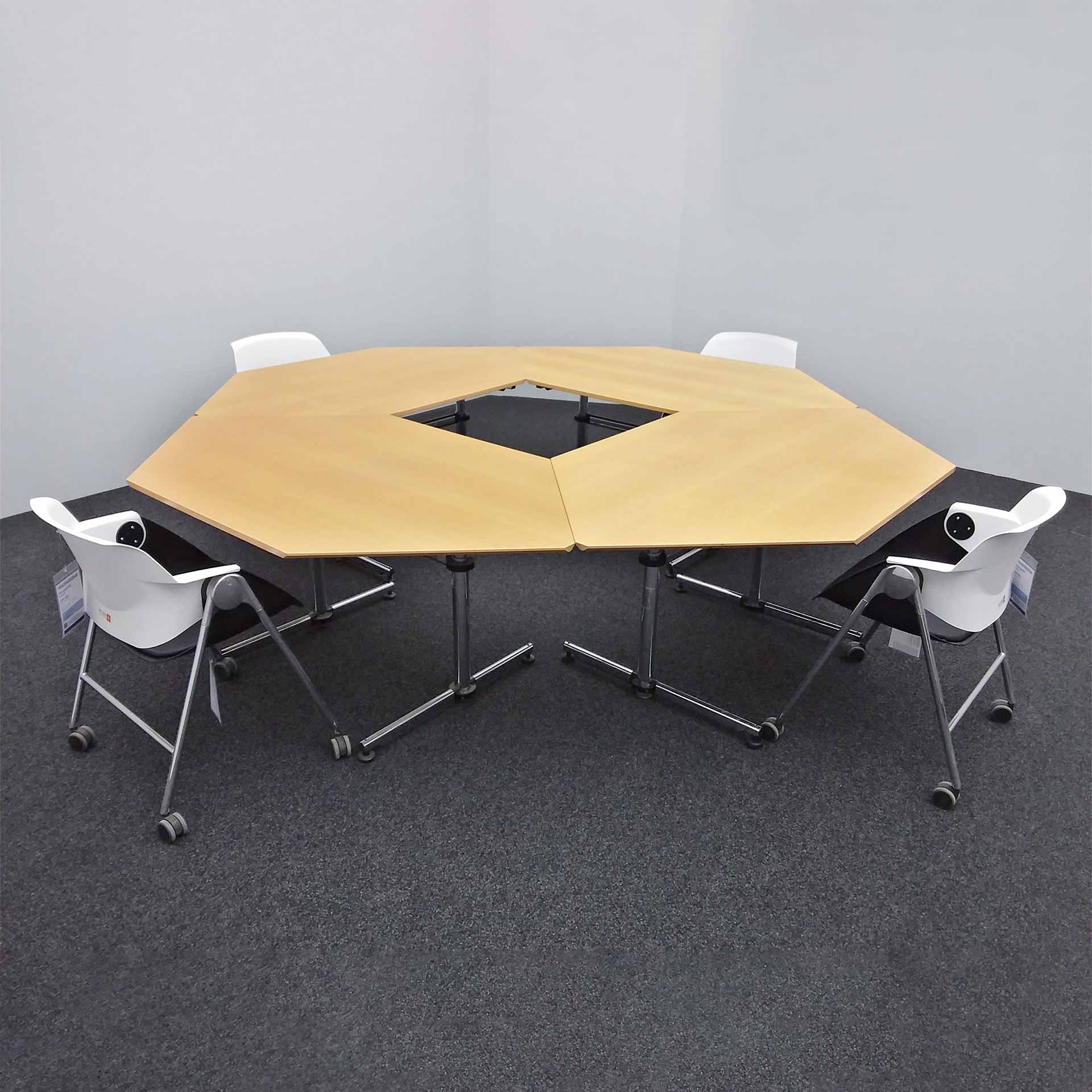 Tables de conférence debout USM Kitos (Hêtre, Normalement utilisé, 200x60, Chromé, Chromé)