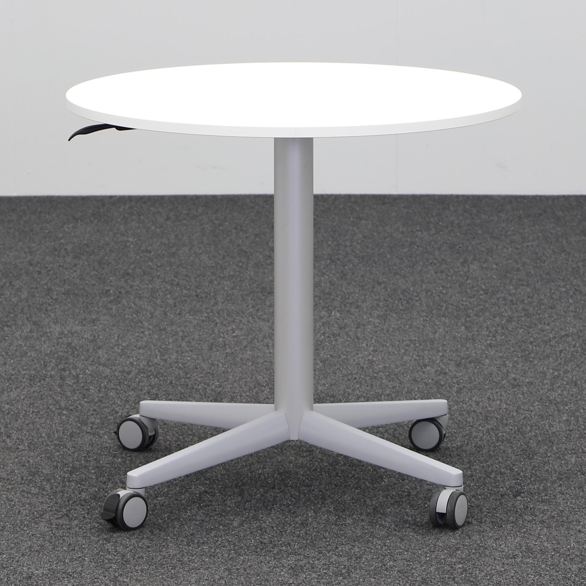 Table de réunion réglable en hauteur Tradingzone Smartline (Blanc, Nouveau, 80x80, Gris argenté, Gris argenté)