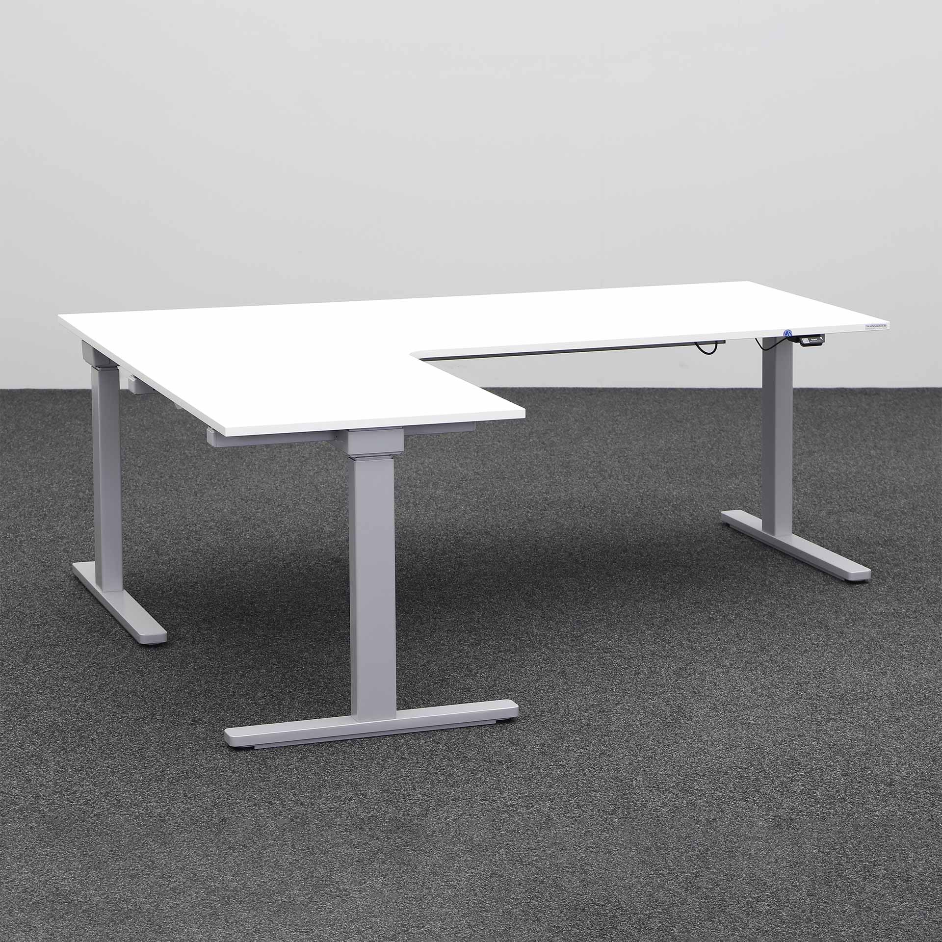 Table d'angle assis/debout Tradingzone Smartline côté court à gauche (Blanc, Nouveau, 180x160, Gris argenté, Gris argenté)