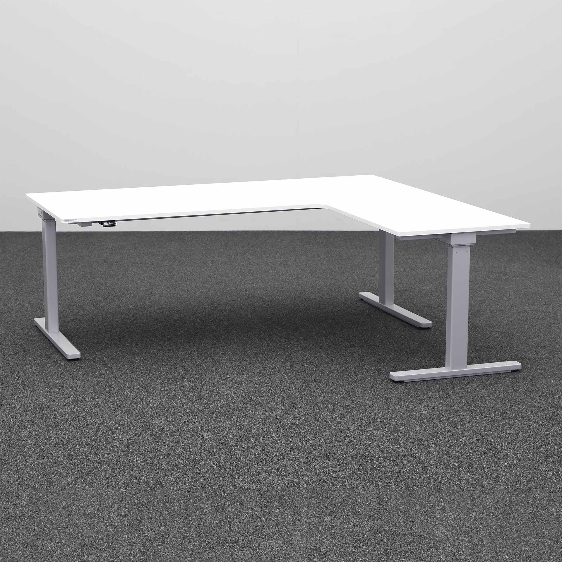 Table d'angle assis/debout Tradingzone Smartline côté court à droite (Blanc, Nouveau, 180x160, Gris argenté, Gris argenté)